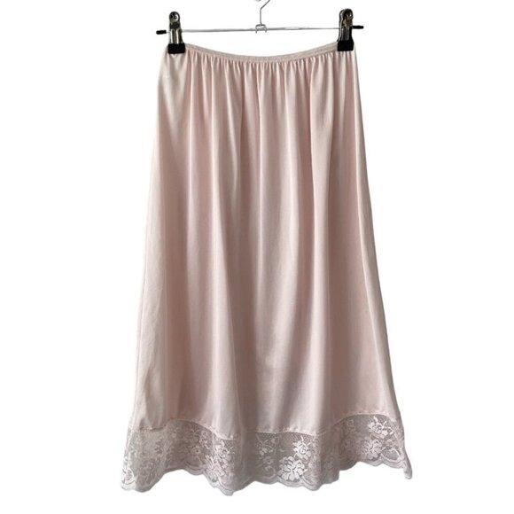 Vintage Dresses & Skirts - Vintage Smart Pull On High Rise Slip Skirt Pink Womens XS